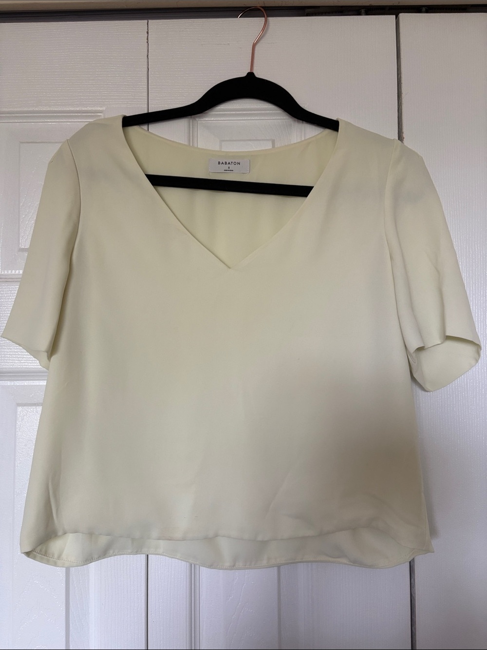 Artizia Babaton Light Yellow V-Neck Short Sleeve Blouse